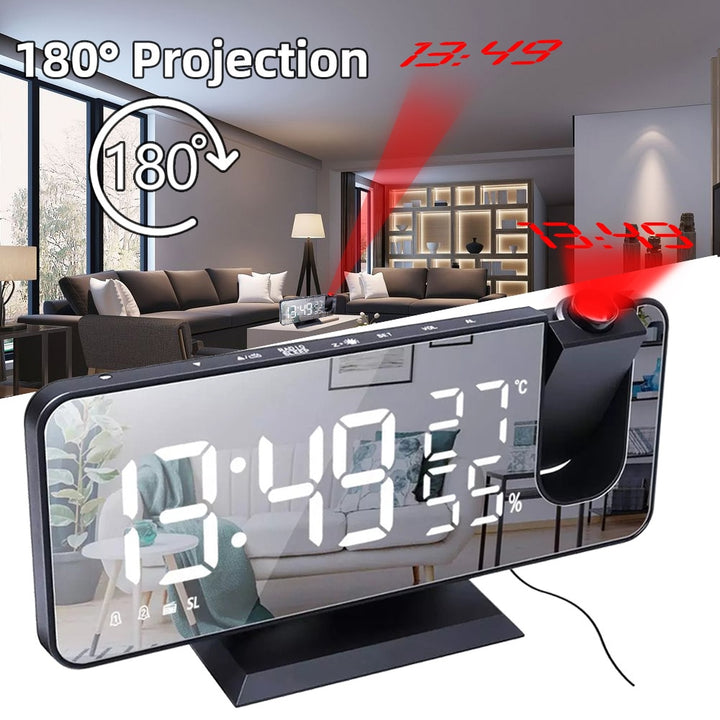 Digital Smart LED Projector Alarm Clock with USB charger and FM Radio